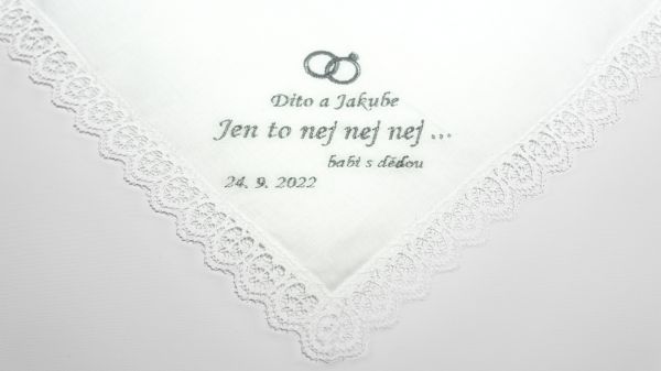 Svatební kapesník s poděkováním, krajkový, galerie
